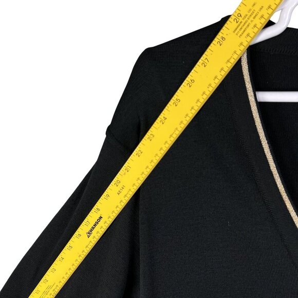 Talbots Womens XL Black Wool Cardigan Gold Embroidery Italy Made Button Up Artsy - Picture 10 of 16